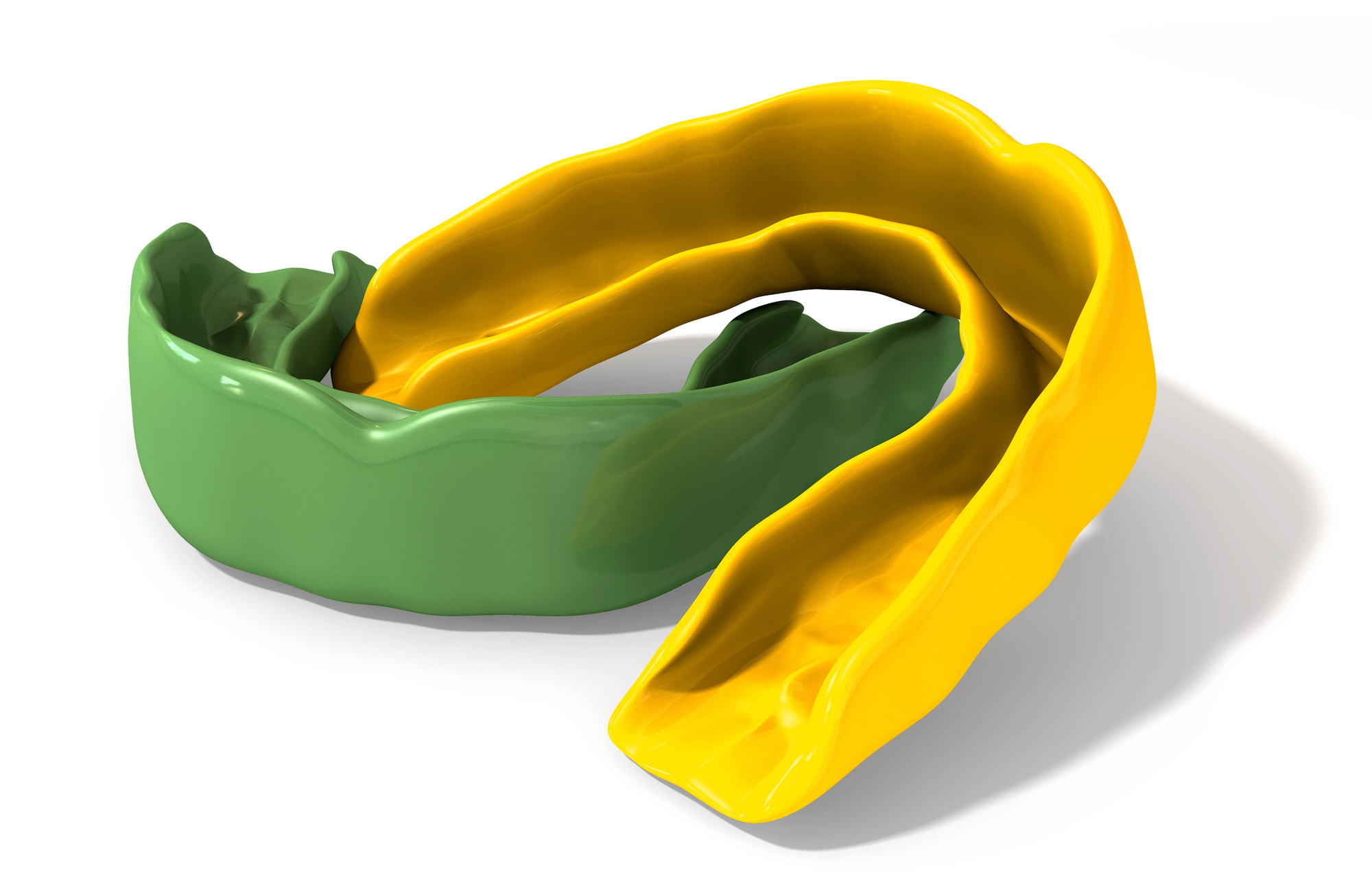 examples of sports mouthguards against a white background